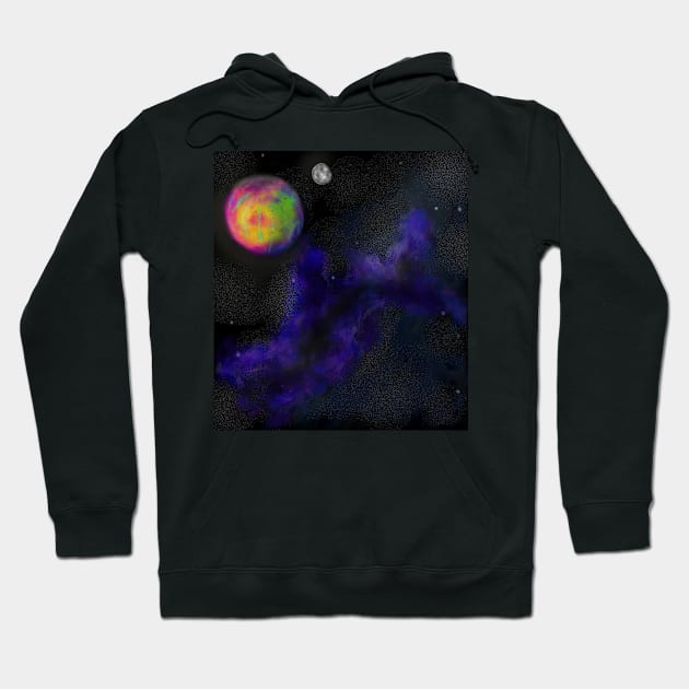 Planet and Moon Hoodie by Electric Mermaid